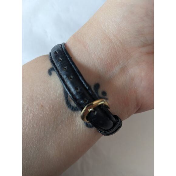 Express LA Women's Moon Phase Date Silver Tone Black Leather Strap Watch - Picture 3 of 8